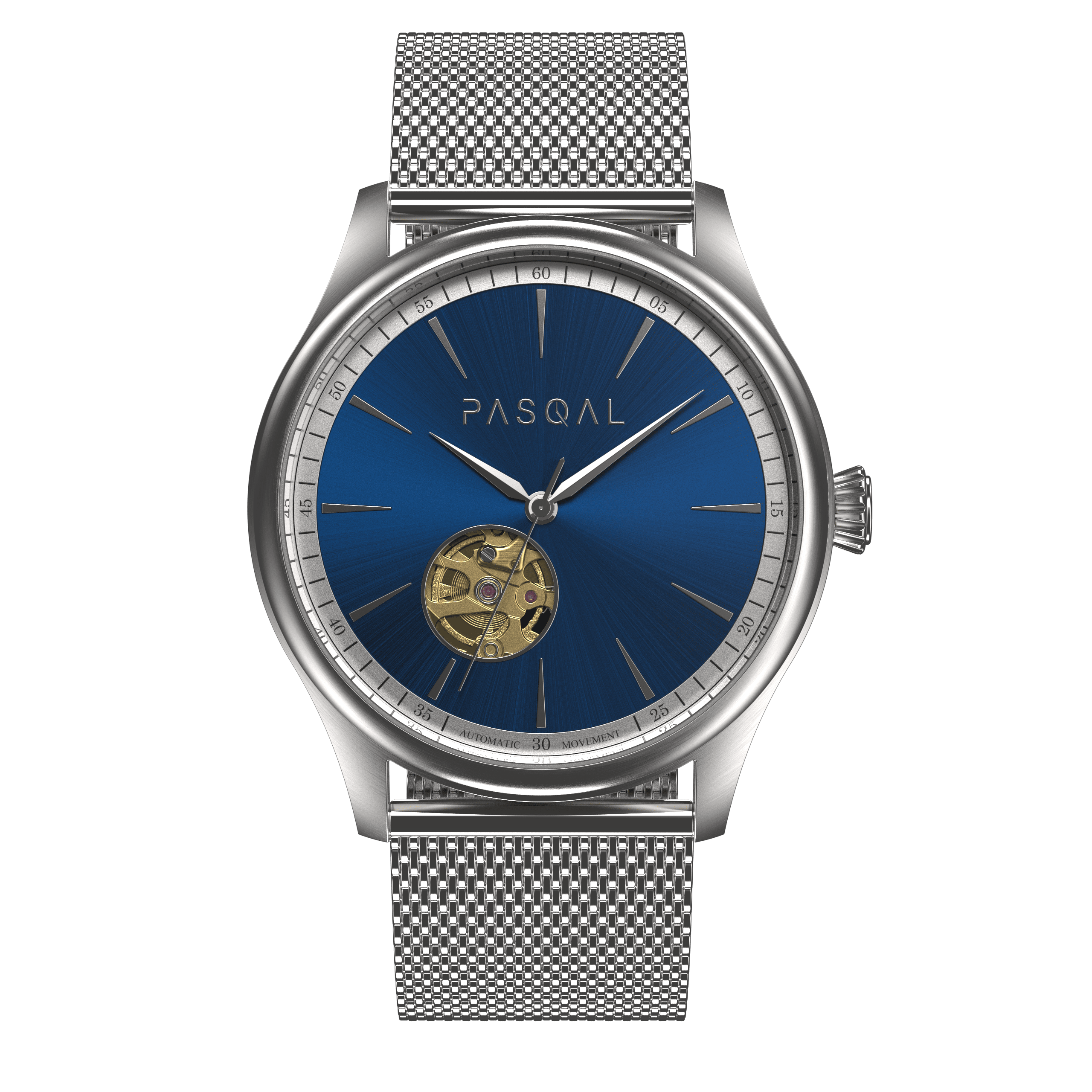 Wilhelm 42 Silver/Blue - Pasqal Watches