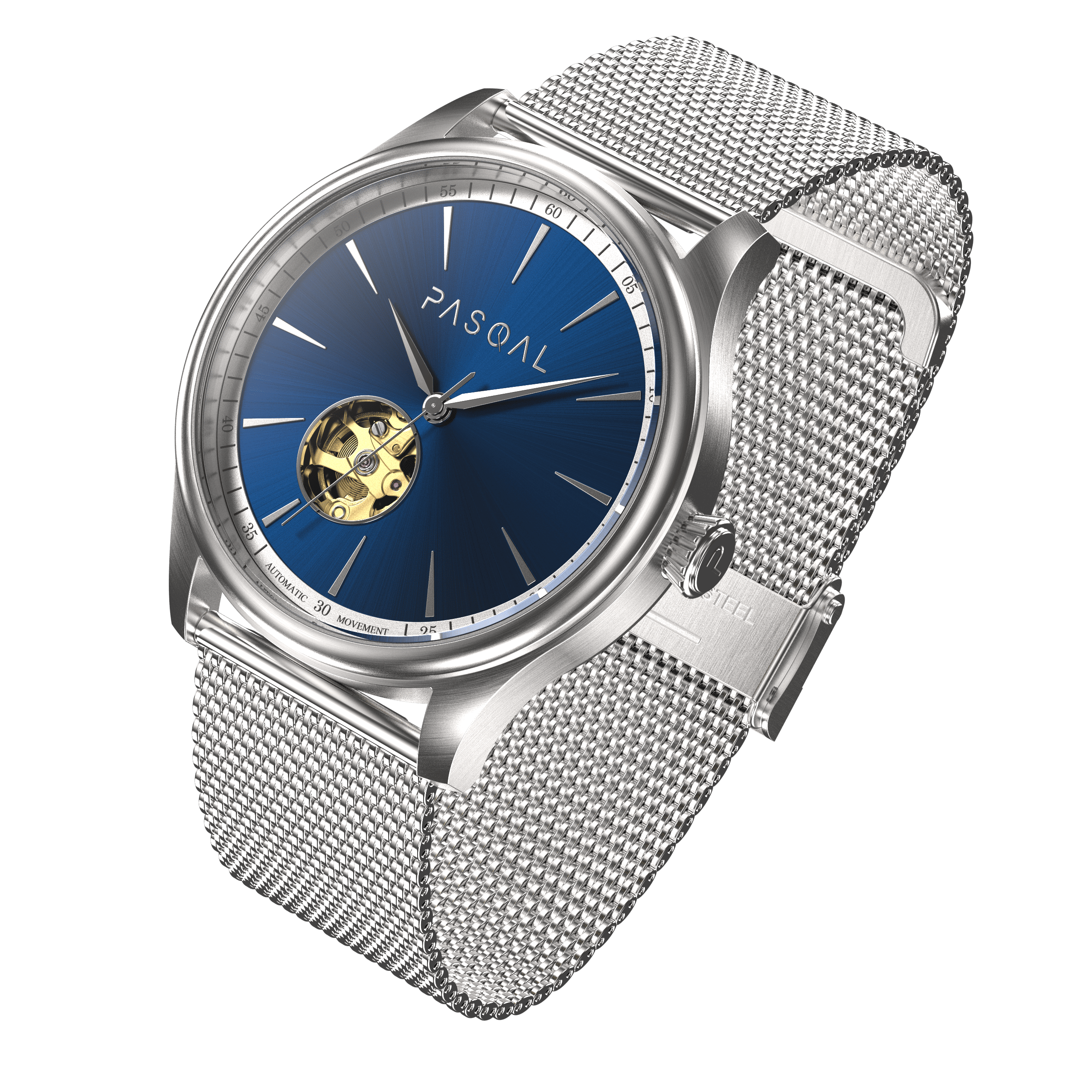 Wilhelm 42 Silver/Blue - Pasqal Watches